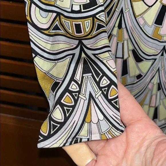 Emilio Pucci Art Deco Patterned Silk Long Sleeve Dress - Picture 6 of 11